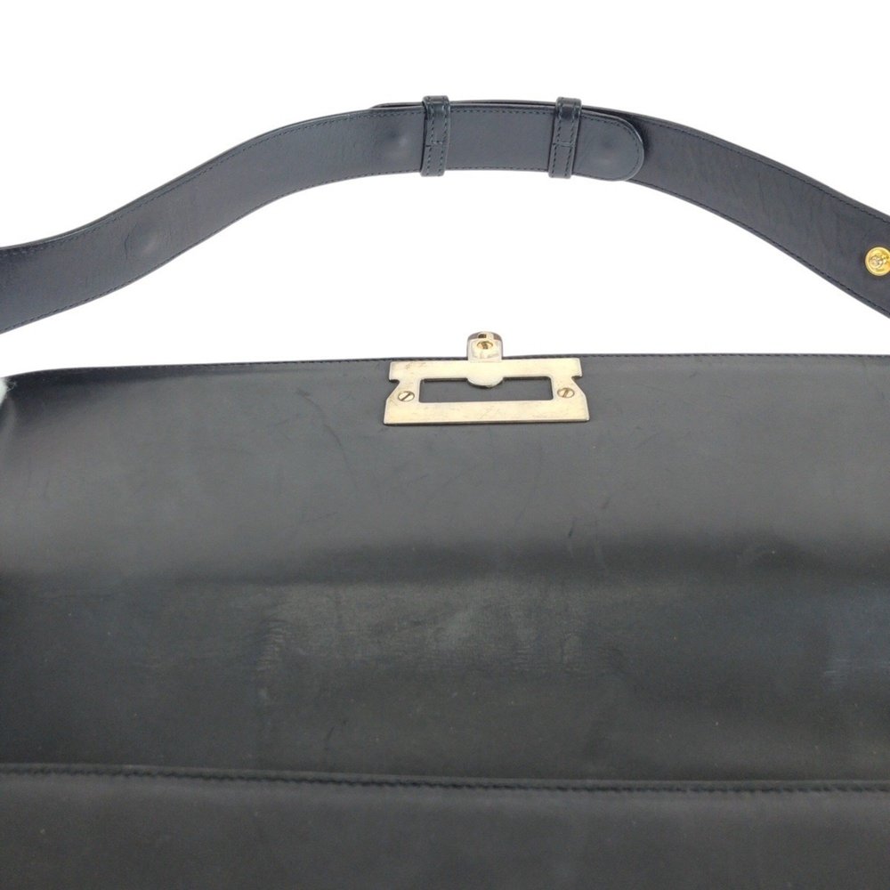Salvatore Ferragamo Black Gold Hardware Leather Wood Shoulder Bag Messenger W... - Picture 9 of 10